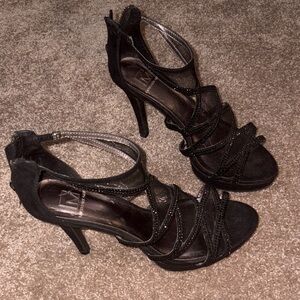 Material girl Black Strappy Heels size 7 Halley